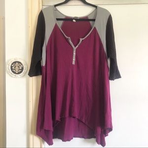 Free People Colorblock Swing Henley Top